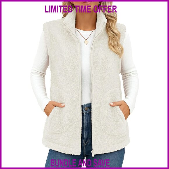 Jackets & Blazers - Sherpa Fleece Vest Women's Sleeveless Zip Up Lightweight Winter Warm Jacket